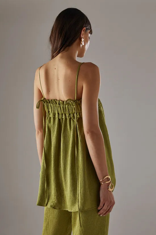 Crushed Satin Strappy Bandeau Top