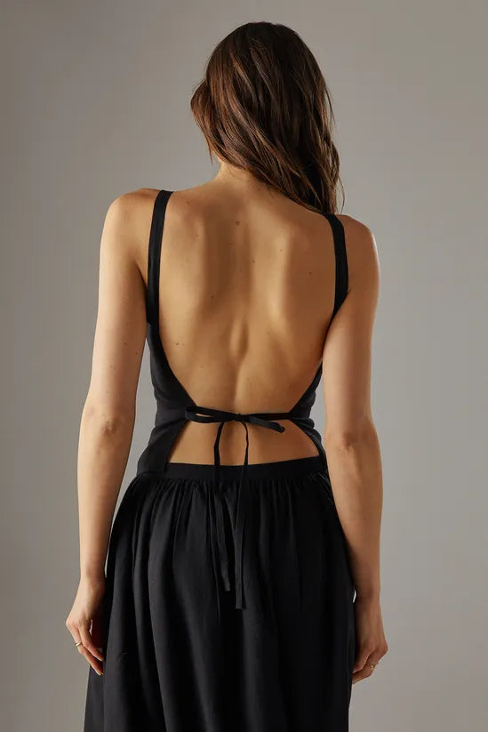 Premium Linen Blend Racer Cross Back Crop Top